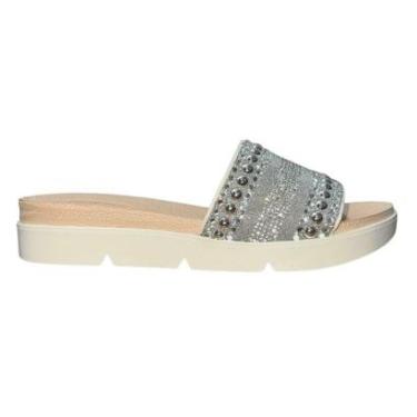 Imagem de Sandália Flatform Slide com Pedrarias Feminino Beira Rio 8387.538 Creme-Feminino