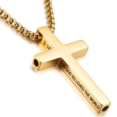 Imagem de RWQIAN Colar de cruz respirável para homens, corrente de aço inoxidável, versículo bíblico, crucifixo, colares para parar de fumar, parar de fumar, ferramentas de vapingtools, itens de alívio da