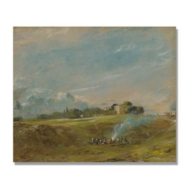 Imagem de NHLDZYH Arte de parede John Constable, (Wasteland and Campfire), pôster de pinturas famosas, decoração de parede com impressão de imagem retrô de romantismo. Apenas tela de 60 x 72 cm - 23,6 x 28,3