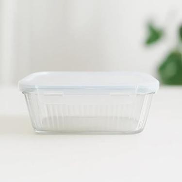 Imagem de Travessa de Vidro Retangular Hermética 1500Ml Com Tampa Para Marmita Freezer Micro-ondas e Forno