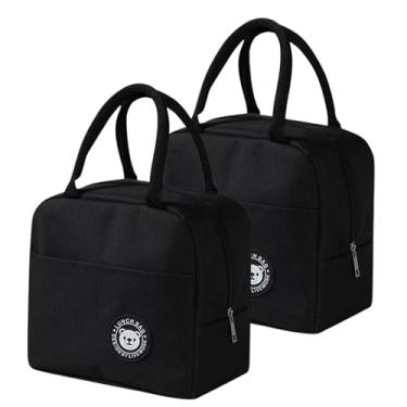 Imagem de Kit 2 Bolsa Térmica Portátil Lancheira Marmita Infantil de Mão para Viagem Piquenique (Preto)