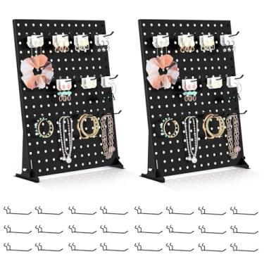 Imagem de Peg Board Display – Suporte de exibição de quadro de fornecedores com ganchos de pinos, suportes para shows e feiras de artesanato – Suporte de exibição de joias para acessórios – Conjunto de 2