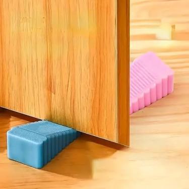 Imagem de Rolha de porta à prova de vento, sem perfuração, criativa, de silicone, cunha de porta de segurança doméstica, cartão de porta anti-beliscar
