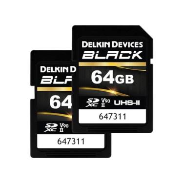 Imagem de Delkin Devices Cartão de memória SD SDXC UHS-II V90 preto de 64 GB (pacote com 2)