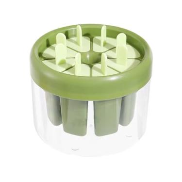 Imagem de Forma para Picolé Reutilizável com 8 Cavidades, Plástico Verde, 13x13x11cm, Molde para Sorvete Caseiro com Palitos Inclusos