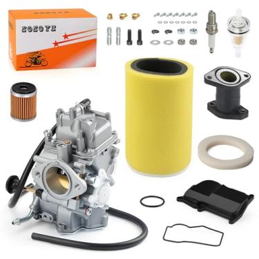 Imagem de Para Yamaha Big Bear Moto 4 Kodiak 350 400 YFM350 YFM400FW carburador carburador e coletor de admissão e filtro de ar + kit de mola de filtro de óleo de plugue de drenagem 1987-1998