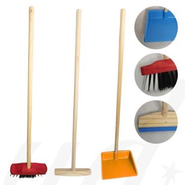 Imagem de Kit Limpeza Infantil 3 em 1 Vassoura, Rodo e Pá Brincadeira Educativa 