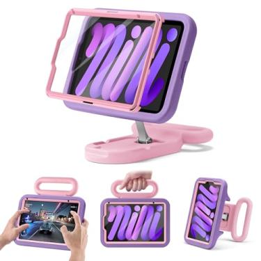Imagem de Capa infantil para iPad mini 7 (A17 Pro) 2024/iPad Mini6 2021, suporte ajustável para retrato/paisagem/à prova de quedas com alça/suporte, capa adequada para crianças para iPad mini 7ª/6ª geração 21.1