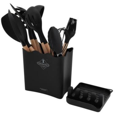 Imagem de Conjunto 11 Pçs Silicone Madeira + Balde Suporte Lovely Vibe, PRETO