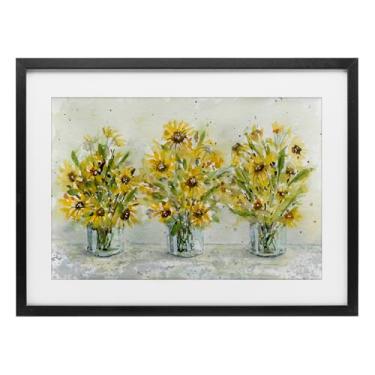 Imagem de Stupell Industries Trio de vasos de girassol impressão emoldurada branca sob vidro, design por Patti Bishop, 43 x 58
