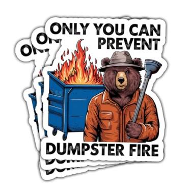 Imagem de 3 pçs Only You Can Prevent Dumpster Fire Bear Sticker, Funny Chaotic Energy Meme Bear com êmbolo e lixo queimado - Adesivo de vinil engraçado 7,6 cm para garrafa de água, laptop, telefone, capacete de