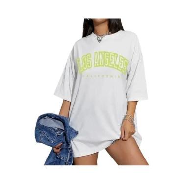 Imagem de Camiseta Oversized Feminina Los Angeles - Manga Curta Respirável - Est