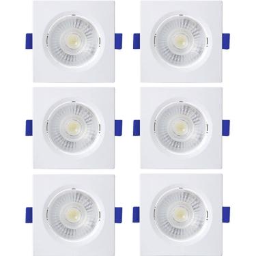 Imagem de Kit 6 Spot Led Embutir Slim Par20 Quadrado 8W Bivolt 3000K