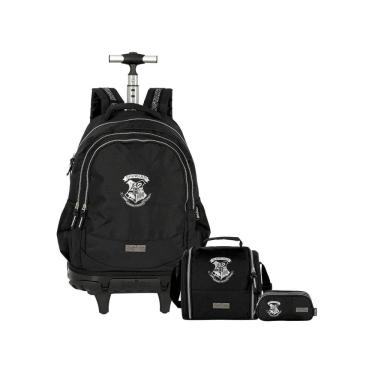 Imagem de Kit Harry Potter Mochila Rodas + Lancheira Estojo Triplo Pt