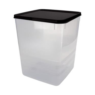 Imagem de Porta Mantimento Hermético 5kg Arroz Capacidade 8,0L Tampa Preta Cozinha Empilhável armazenar Alimentos Tampa e Trava