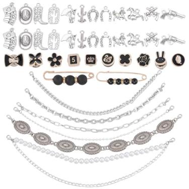 Imagem de WADORN Kit de acessórios para chapéu de caminhonete, 62 peças, correntes de chapéu de caminhão, decoração de notas, correntes destacáveis, botas de cacto, metal a granel, pingentes de casco de cavalo