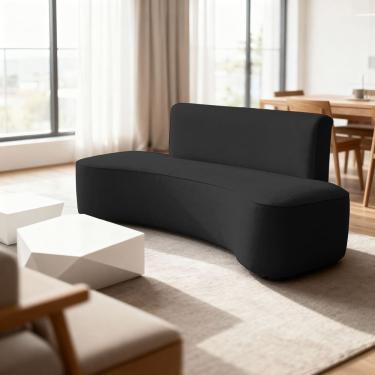 Imagem de Sofá Feijão Orgânico Curvo 3 Lugar Suede Sala Contemporânea