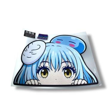 Imagem de Rimuru Adesivo de carro rimuru Decor Anime Peek Window Decal from That Time I Got Reincarnated as a Slime Cute Kawaii JDM Anime Vinyl, à prova d'água, decoração de carro Otaku para Drift, laptop