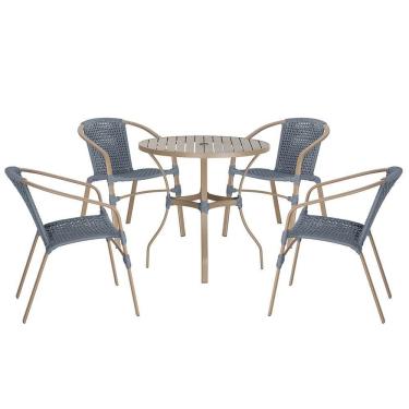 Imagem de 04 Cadeiras Floripa E Mesa Roma 100cm Fendi Trama Original Prata