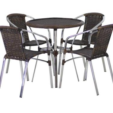 Imagem de 4 Cadeiras E Mesa Com Tampo Alumínio área Varanda Argila