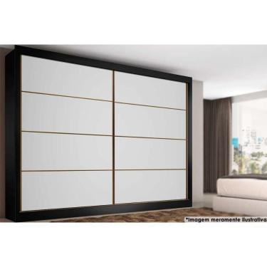 Imagem de Guarda Roupa 2 Portas De Correr E 6 Gavetas Sevilha Branco-preto - Europa