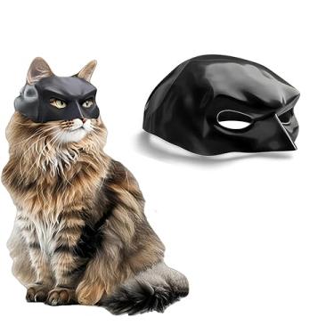 Imagem de Máscara de gato, chapéu de cosplay de gatos, máscara de gato para cosplay de Halloween, fantasia engraçada de gatinho acessório (médio) (preto)