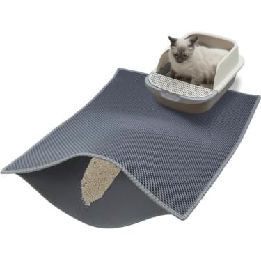 Imagem de DOTPURFECT Tapete de areia para gatos, 75 cm x 90 cm, tapete para armadilha de areia para gatos, grande camada dupla, à prova d'água, design antiderrapante, reduz a dispersão de areia, fácil de limpar
