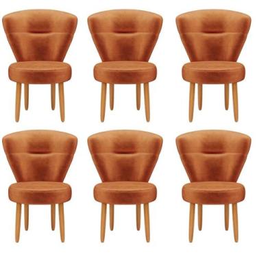 Imagem de Jogo 6 Cadeiras Moderna Decor para Mesa de Jantar Estofada Pés de Made