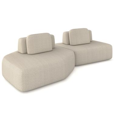 Imagem de Sofá Ilha Modular Para Sala Living Orgânico 305cm Angra K01 Bouclê Bege - Lyam Decor