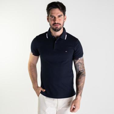 Imagem de Camisa Polo Tommy Hilfiger Friso Flag Azul Marinho-Masculino