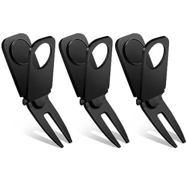 Imagem de Lenwen 3 peças de ferramentas magnéticas de golfe 3 em 1 suporte de carrinho de golfe com marcador para acessórios de golfe, presente para homens (preto)