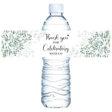 Imagem de 100 peças de etiquetas de garrafa de água de casamento agradecido à prova d'água vegetação floral envoltório adesivo para garrafa de chuveiro etiqueta garrafa de água bebê para chá de panela festa A08