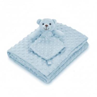 Imagem de Kit Bebê Loani Manta Pipoquinha Soft com Naninha Ursinho Azul Claro