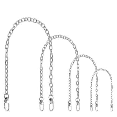 Imagem de Semetall Conjunto de 4 alças de corrente de bolsa de prata multicomprimento | 15,7/23,6/31,5/47,2 polegadas (40/60/80/120 cm) alças de ombro transversais de substituição com design O-Link, largura de