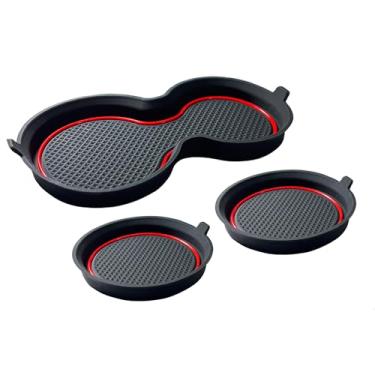 Imagem de Acessórios Honda Civic 2026 2025 2024 2023 2022 inserções de suporte de copo para console central forro de copo de silicone 3D protetor de porta-copos tapete antiderrapante decoração interior para