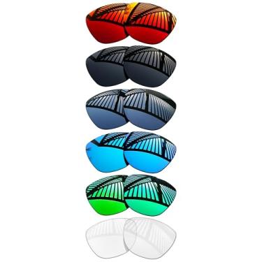 Imagem de MYCOURAG 5 pares de lentes de reposição para óculos de sol RayBan RW4014 Skyler (Gen 2) 52 mm - preto sólido + titânio + azul gelo + vermelho fogo + esmeralda + transparente HD