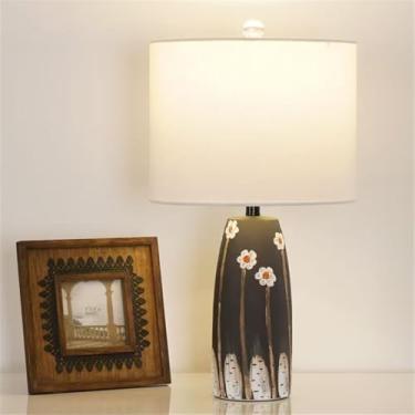 Imagem de Luminária de mesa contemporânea de cerâmica, estilo americano, luxuosa, com LED, para sala de estar, quarto, escritório, casa de campo, hotel ou mesa de cabeceira (Estilo 146)