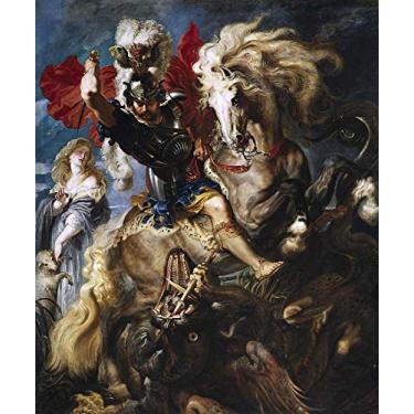 Imagem de São Jorge e o Dragão de Peter Paul Rubens - 50x60 - Tela Canvas Para Quadro