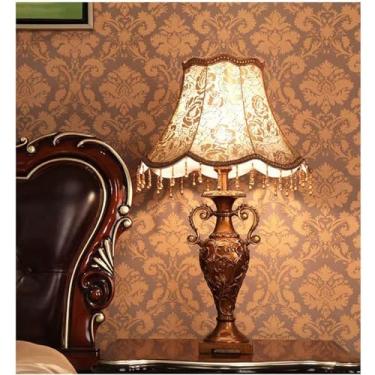 Imagem de Luminária de mesa retrô americana, estilo europeu de luxo, para sala de estar, quarto, escritório, casa de campo e decoração (A D40H68CM 1 peça)