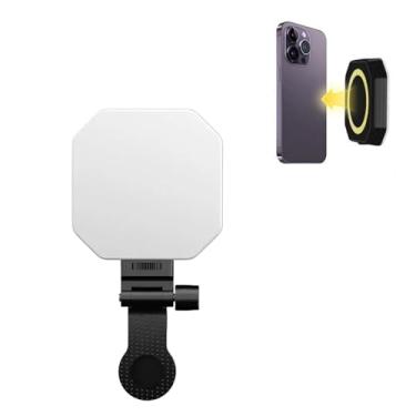 Imagem de Luz de Vídeo Portátil Magnética para Celular com Clip e Anel Mag‑Ring – Iluminador LED 3000‑6500K CRI≈95 para Selfie, Live, Videoconferência