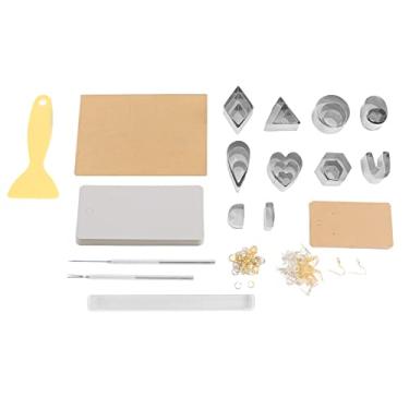 Imagem de Conjunto de cortadores de argila de polímero Kit profissional de cortadores de argila de brinco de aço inoxidável com raspador de acrílico para fazer joias DIY, artesanato,