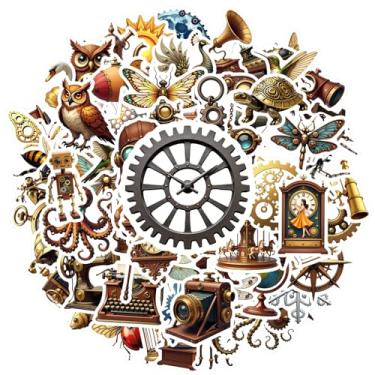 Imagem de 100 peças Steampunk Animal Vintage Mecânico Natureza Animal Adesivos de Papelaria Adesivos Intrincados Steampunk Decalques para Notebook Bagagem Celular Copo DIY Telefone Guitarra Laptop Notebook Mala