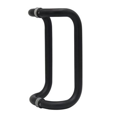 Imagem de STXYANGV Puxadores de porta de vidro, tubo redondo, conjunto de puxadores de banheiro de escritório em casa, puxador de porta para porta única interior exterior cinza/prata/preto (cor: preto, tamanho