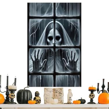 Imagem de Capa de janela de Halloween, adesivos de porta assustadores para decoração de Halloween, cenário de festa adesivos de porta assustadores para porta varanda varanda apartamento festival eventos festa