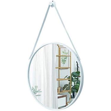 Imagem de Espelho de maquiagem redondo parede espelho de banheiro espelho suspenso suporte de espelho decorativo | espelho de maquiagem montado na parede círculo e espelho de barbear | Moldura de metal (Cor