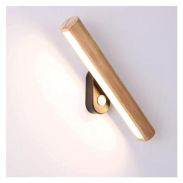 Imagem de HGKGJGJGJF l Lâmpada LED rotativa l luz com interruptor de madeira tricolor regulável interior l nce luminária quarto lâmpada de cabeceira compatível com sala corredor varanda corredor, eliers luz F