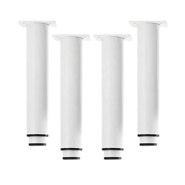 Imagem de 4 peças de pés de móveis ajustáveis pernas de metal elástico de substituição pernas de mesa de aço carbono pernas de armário de sapatos para sofá cama armário cadeira pés de sofá (branco 13 cm)