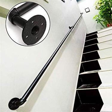 Imagem de Corrimãos de escada de 30 pés a 6 m, corrimãos antiderrapantes para corredores, tubo de ferro industrial, kit de barra de apoio de escada para crianças idosas para loft/villa/interior/exterior