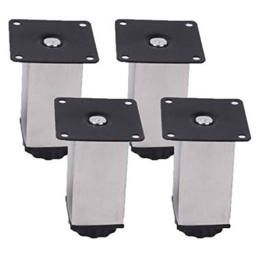 Imagem de ZJYWMM Pernas de móveis pernas de mesa de metal adiustável pés de móveis pés de cozinha de aço inoxidável pés quadrados de substituição de móveis pernas de sofá pernas de sofá mesa pernas armários de