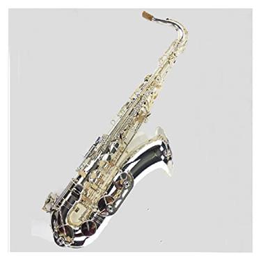 Imagem de Saxofone profissional B Flat Silver Plated Tenor Saxofone Brass Sax Kit para iniciantes